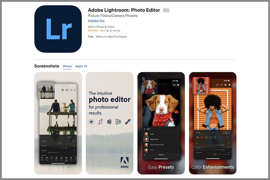 ادیتور عکس برای ایفون و اندروید: Adobe Lightroom