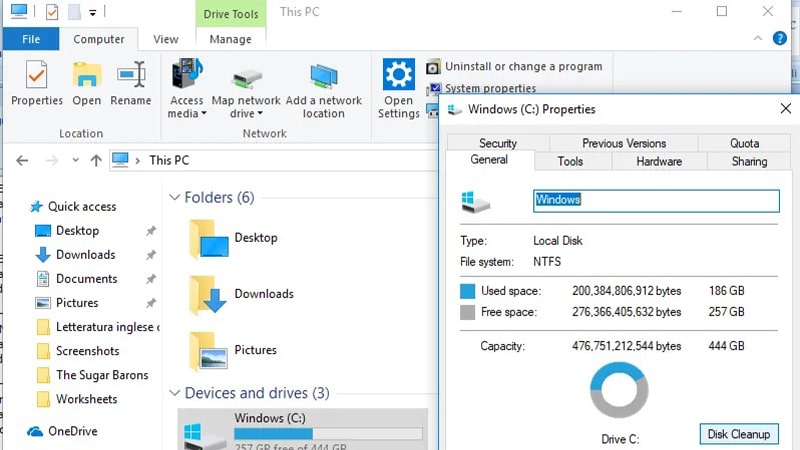 Disk Cleanup option در ویندوز 10