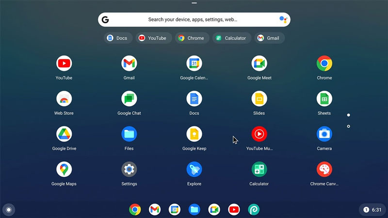 ویژگی‌های سیستم‌عامل ChromeOS