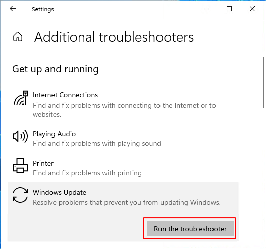 عیب‌یاب Windows Update Troubleshooter را اجرا کنید. 2