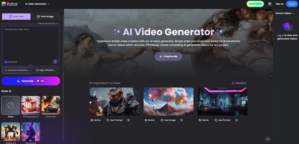 برنامه Fotor AI Video Generator