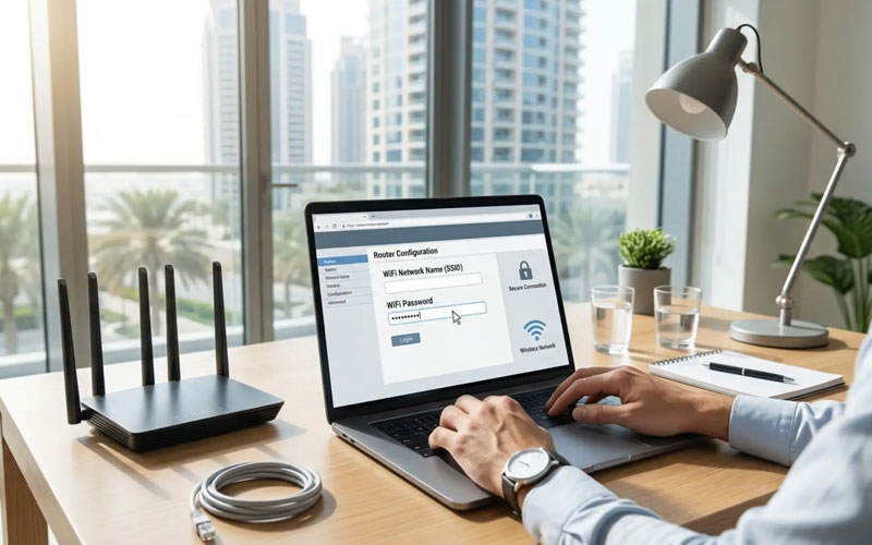 تغییر رمز وایفای با لپتاپ
