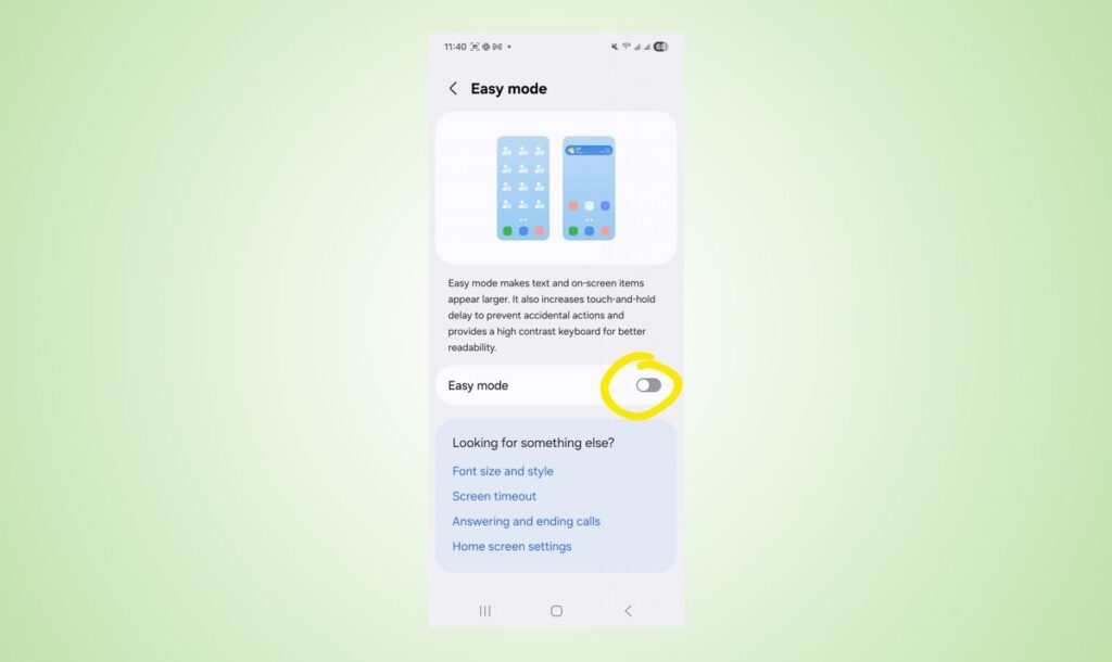 دسترسی به تنظیمات easy mode