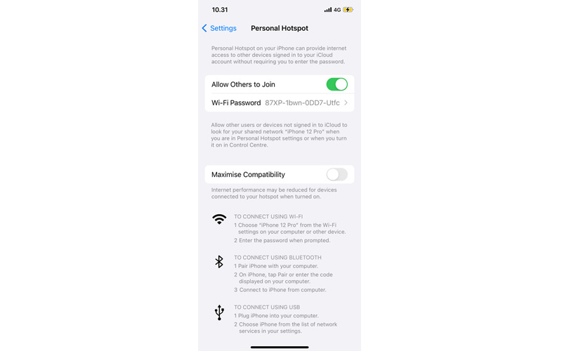 فعال کردن Hotspot در آیفون 7