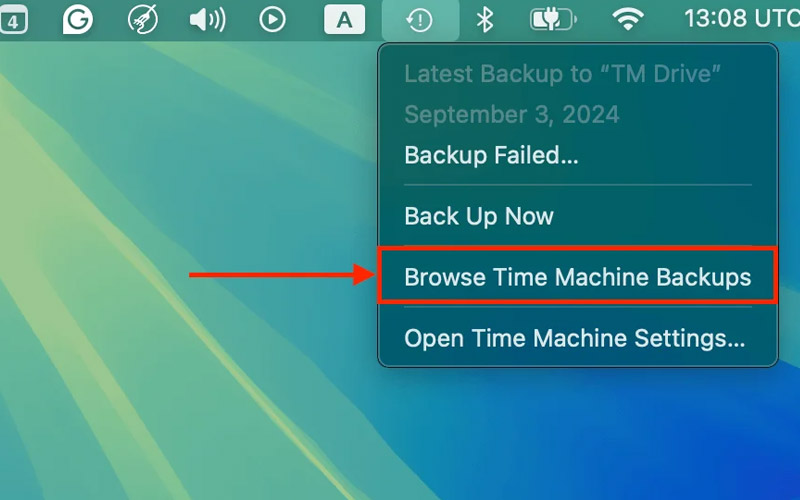 بازیابی پشتیبان Time Machine 2