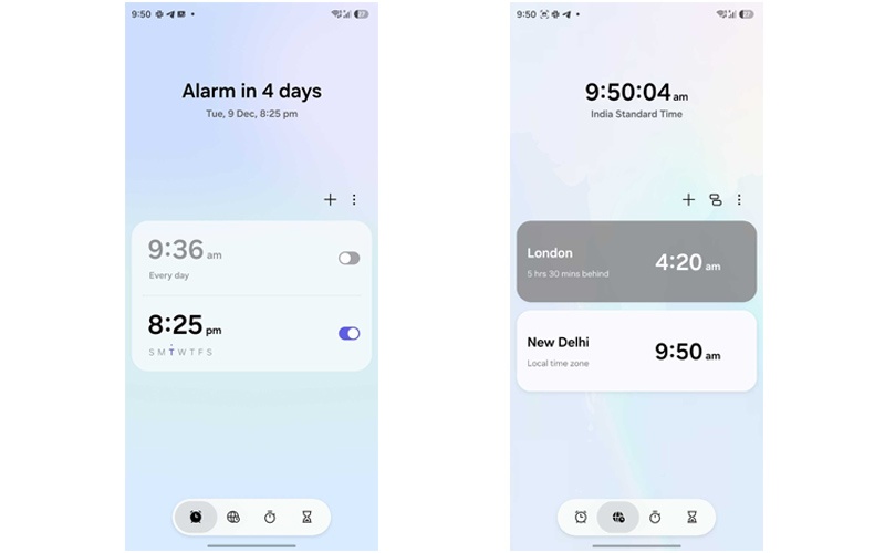 طراحی جدید Clock در One UI 8.5
