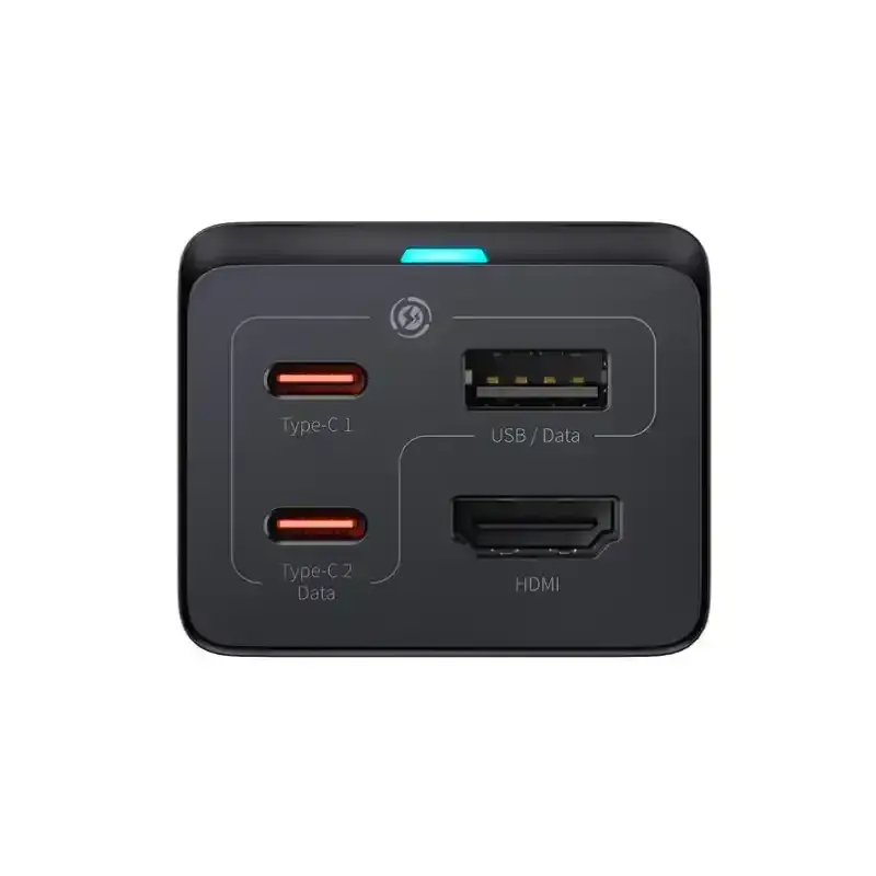 پورتهای ورودی شارژر رومیزی و هاب Gan 5 pro باسئوس