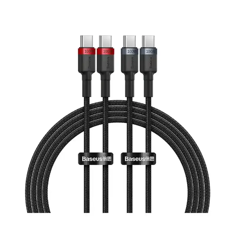 کابل شارژ Type-C to Type-C باسئوس مدل Cafule Series با طول 1 متر 100 وات (2عددی)