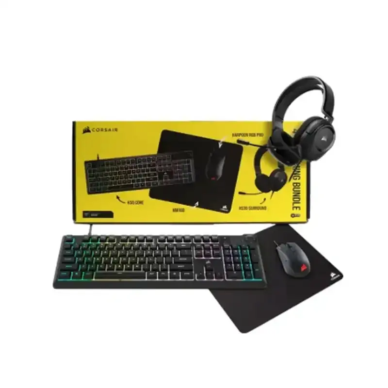 باندل گیمینگ هدست و کیبورد و ماوس و ماوس پد کورسیر