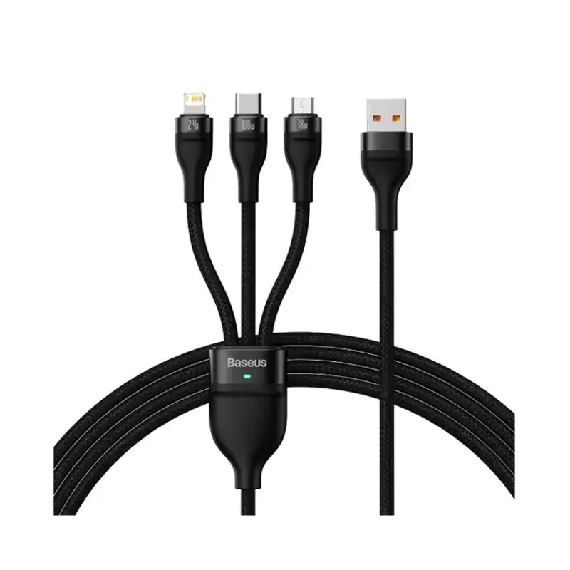 کابل شارژ 3 در 1 باسئوس مدل Flash Series 2 طول 1.2 متر 100 وات