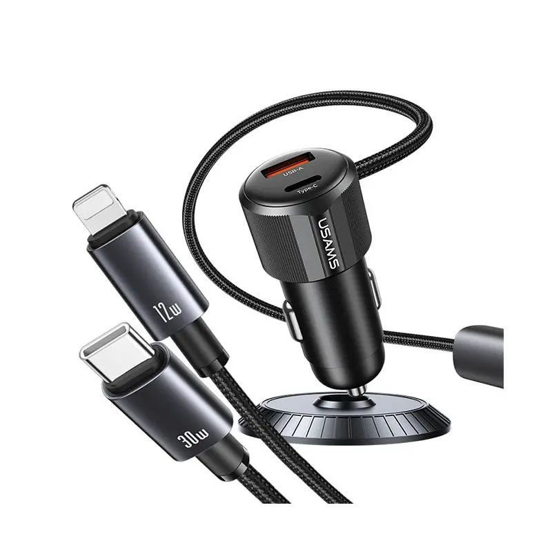 شارژر فندکی یوسمز CC287 A+C Dual-port C+L 2in1 Cable توان 66 وات - 2