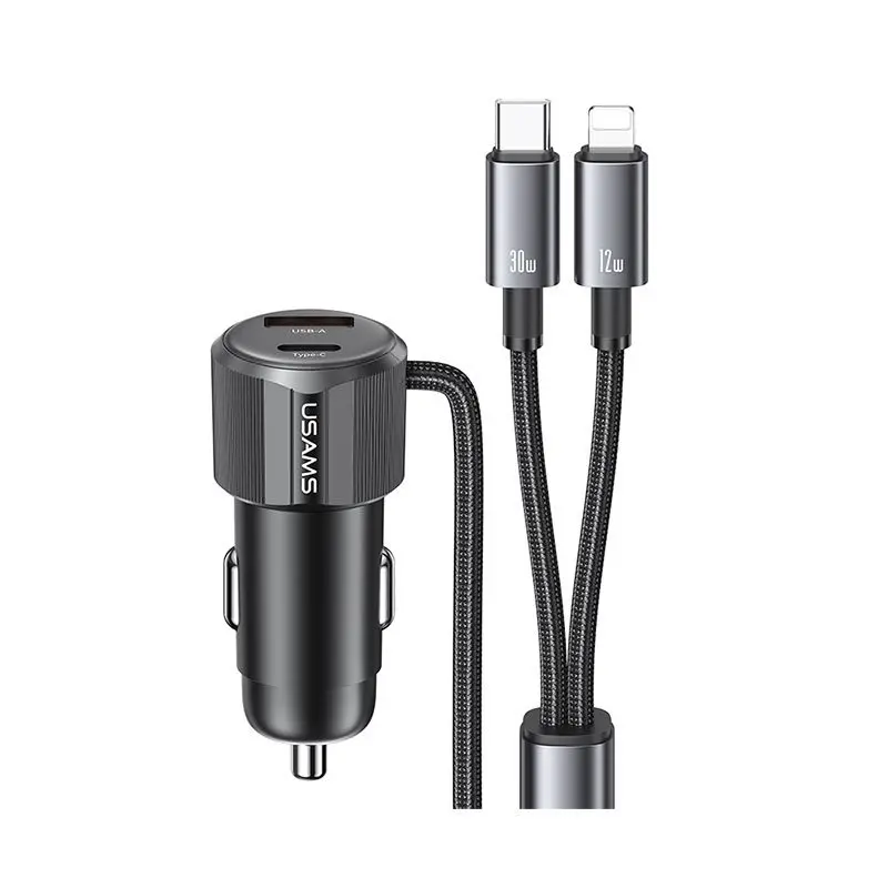 شارژر فندکی یوسمز CC287 A+C Dual-port C+L 2in1 Cable توان 66 وات