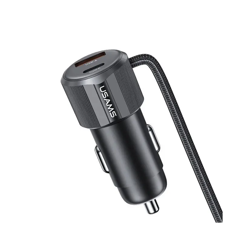 شارژر فندکی یوسمز CC287 A+C Dual-port C+L 2in1 Cable توان 66 وات - 3