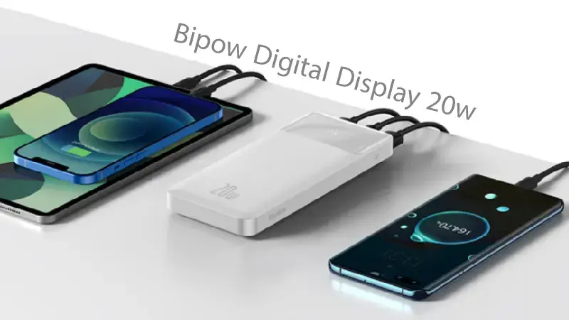 طراحی شارژر همراه باسئوس مدل پاوربانک Bipow Digital Display