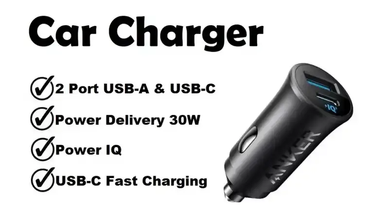 anker car charger 30w 2 ports-a2741