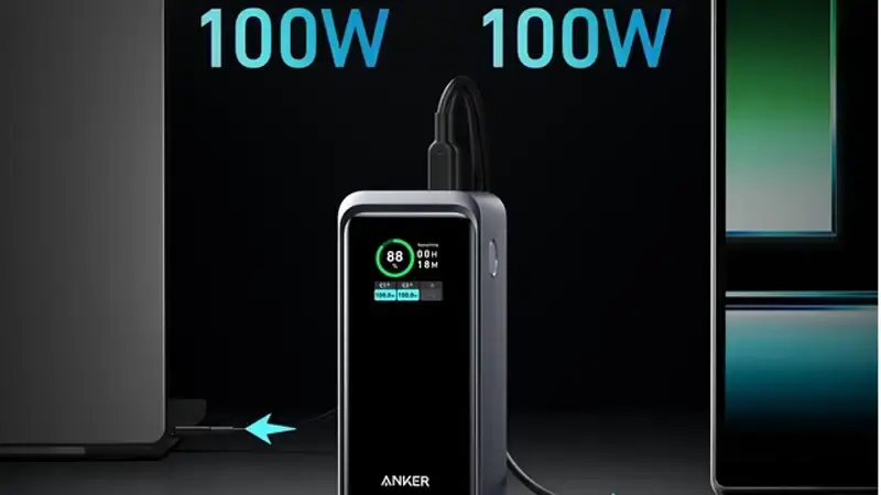 طراحی پاوربانک انکر مدل Anker Prime -A1336 با ظرفیت 20000 میلی‌آمپر ساعت