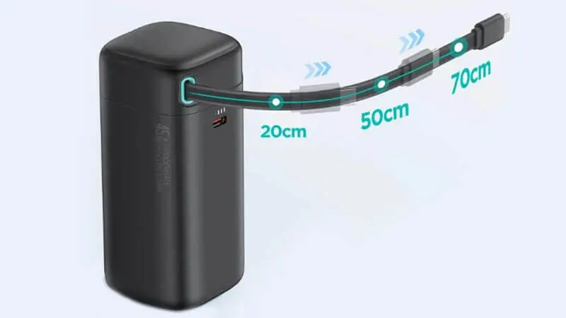 عملکرد پاوربانک یوسمز مدل CD216 ظرفیت 18000 میلی آمپر ساعت توان 45 وات