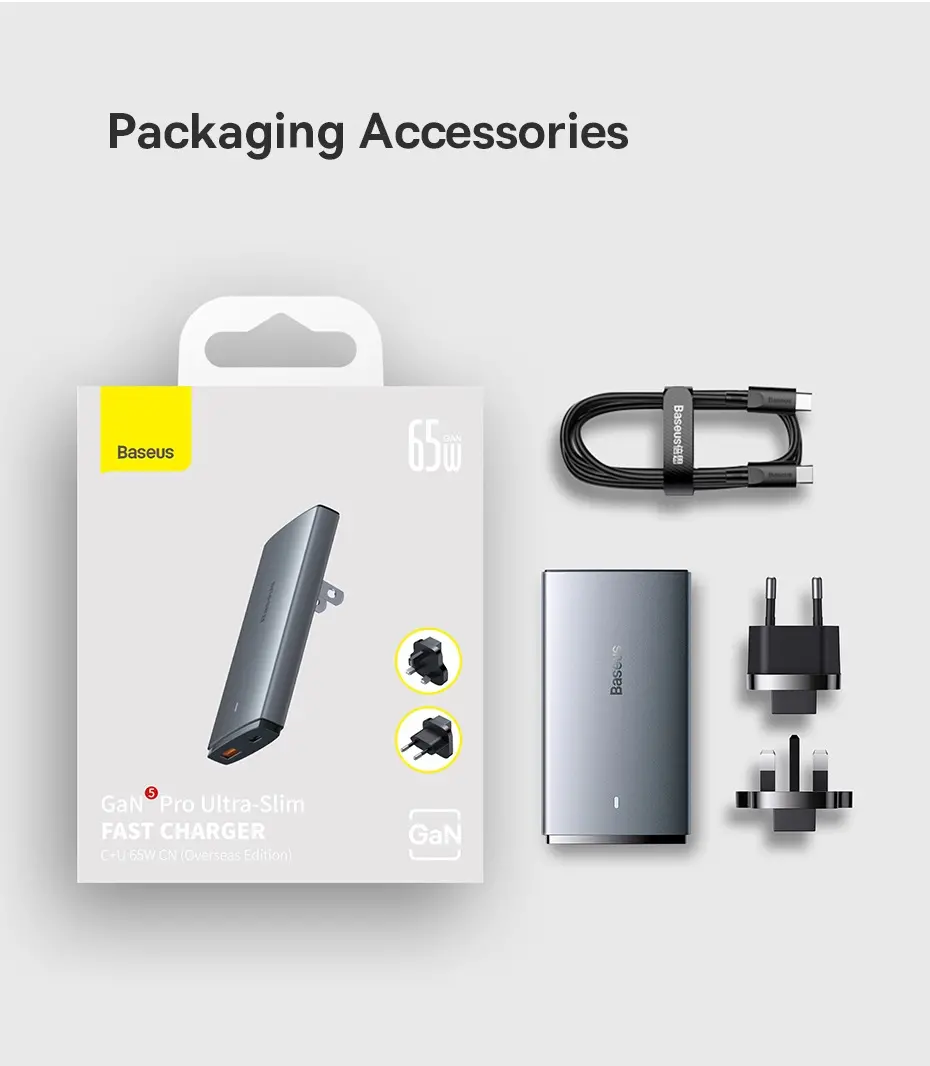لوازم جانبی همراه شارژر باسئوس GaN5 Pro Ultra Slim