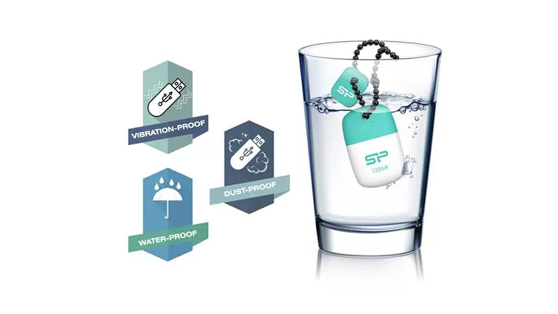 وضعیت ضدآب بودن فلش مموری سیلیکون پاور Jewel J07 