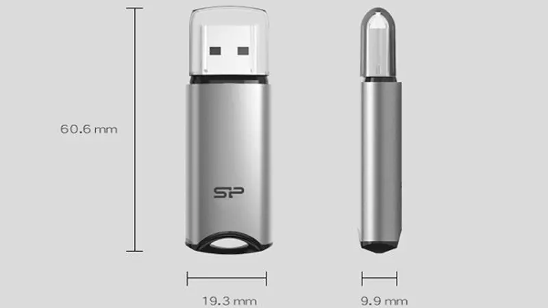 ابعاد و اندازه های فلش سیلیکون پاور Marvel M02