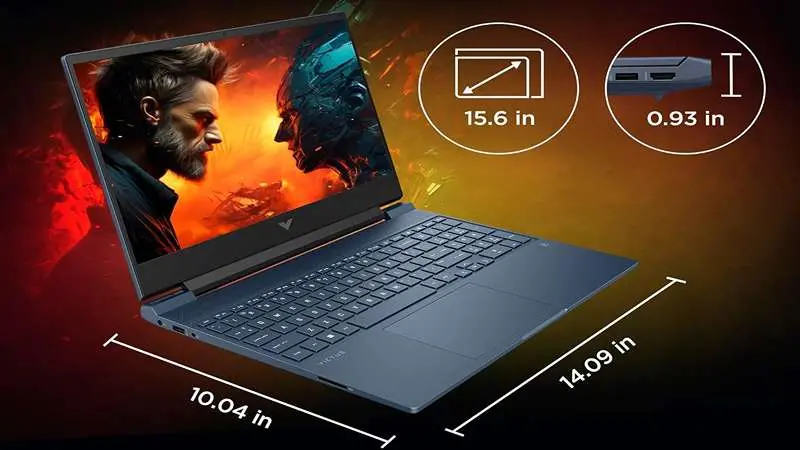 ابعاد لپ‌تاپ HP Victus 15 به اینچ