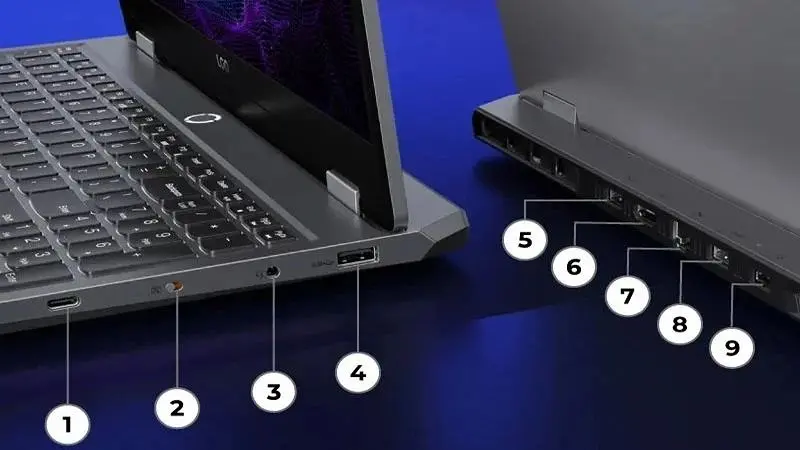 پورت‌های لپ‌ تاپ Lenovo LOQ 15ARP9