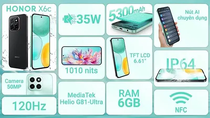 انواع ویژگی های Honor X6c