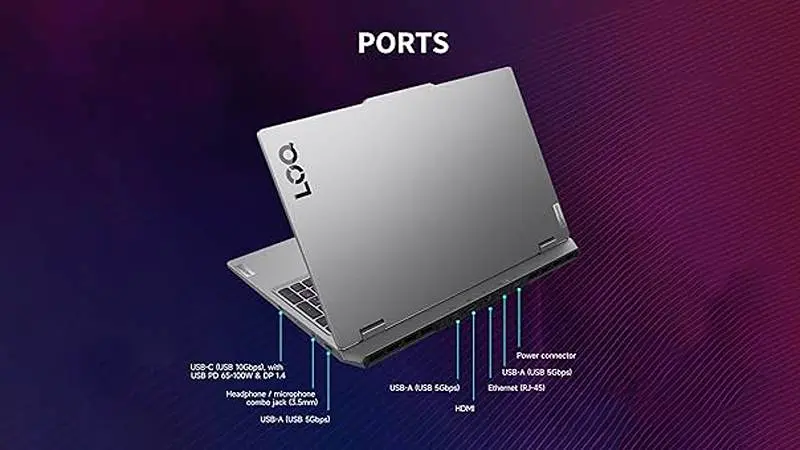 پورت‌ها و اتصالات لپ‌ تاپ Lenovo LOQ 15IRX10