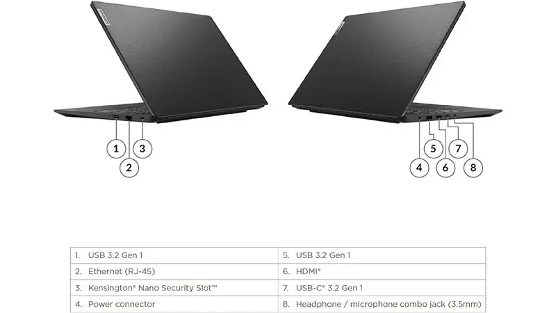 انواع اتصالات لپ‌ تاپ Lenovo V15 G4