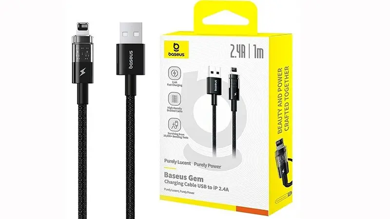 بسته بندی کابل شارژ باسئوس USB-A به iP