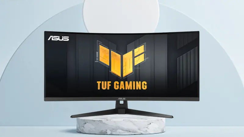 نمای روبروی مانیتور گیمینگ 34 اینچی ایسوس TUF GAMING VG34VQ3B