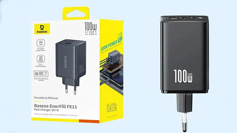 عکس جعبه شارژر دیواری باسئوس EnerFill FE11 با توان 100 وات