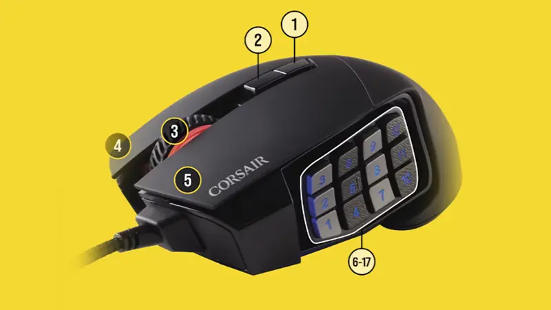 تعدا کلیدهای ماوس باسیم کورسیر SCIMITAR RGB ELITE Optical