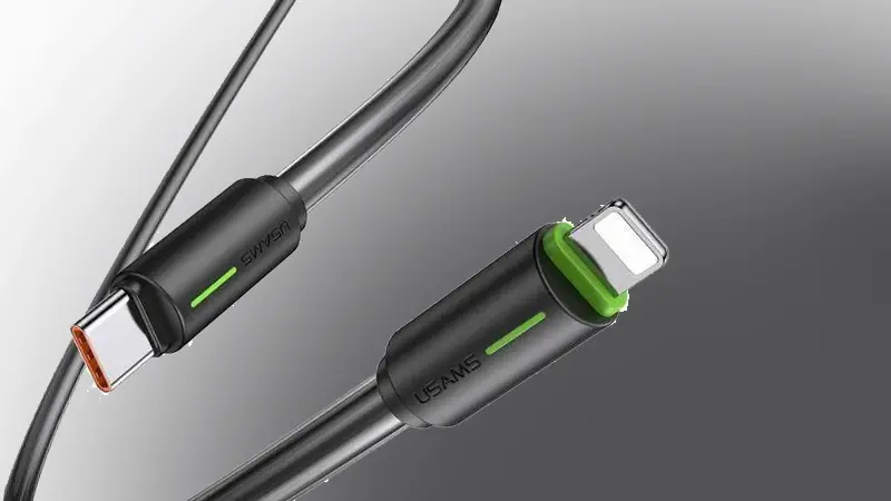 عکس کابل شارژ USB-C به Lightning یوسمز US-SJ735 با طول 1 متر 