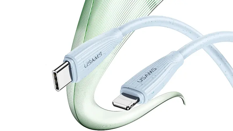 عکس کابل شارژ USB-C به Lightning یوسمز US-SJ717 با طول 1 متر
